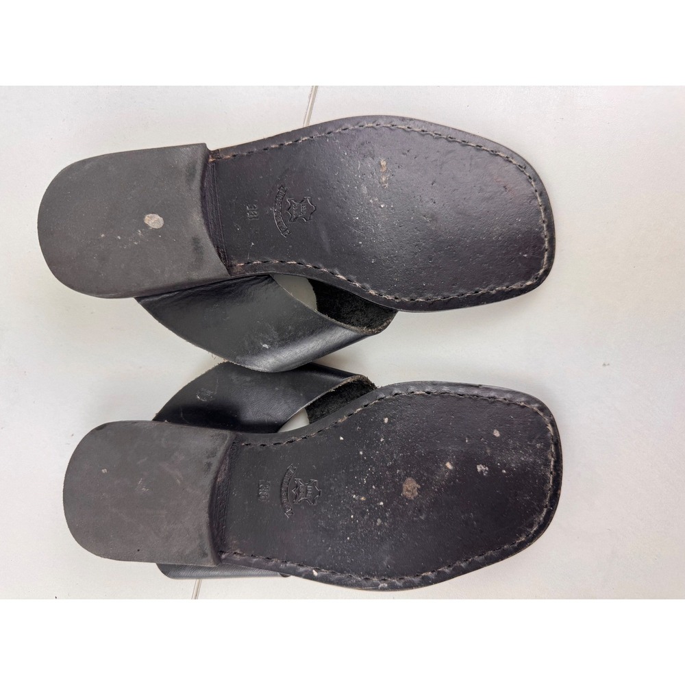 Dolce &‎ Gabbana J&S Leather Thong Sandals Slides Womens Black Slide Size 36 - Picture 2 of 7